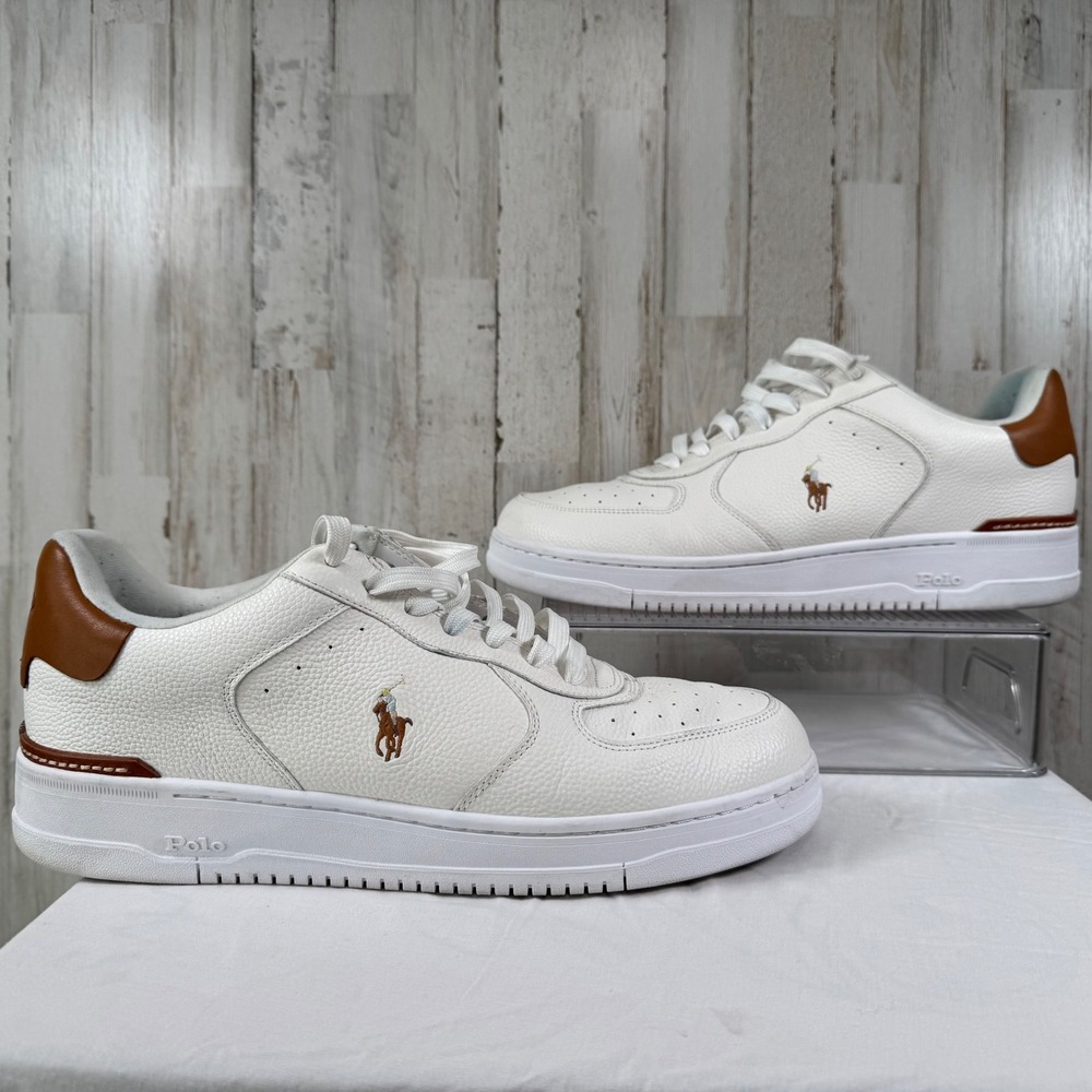 Polo Ralph Lauren Sneakers Mens 13 White Masters Court Leather Low Top Preppy